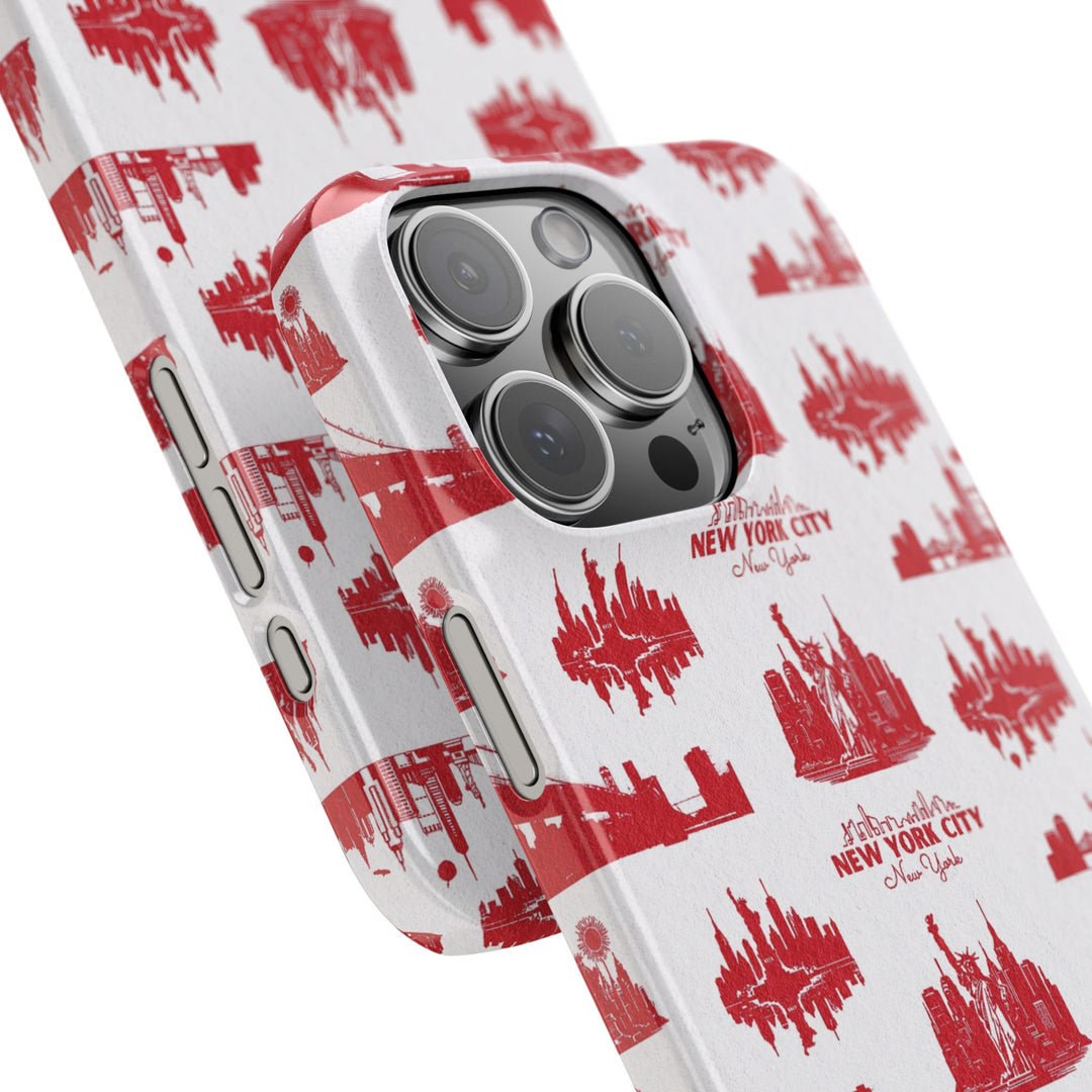 Slim New York Skyline Red Collage Coquette Gift for Her Cute Phone Cases for Iphone 16 Pro Max | iPhone 15 Case | iPhone 15 Pro Max Case, Iphone 14, Iphone 14 Pro Max, Iphone 13 12 11 8 7 - Studio40ParkLane