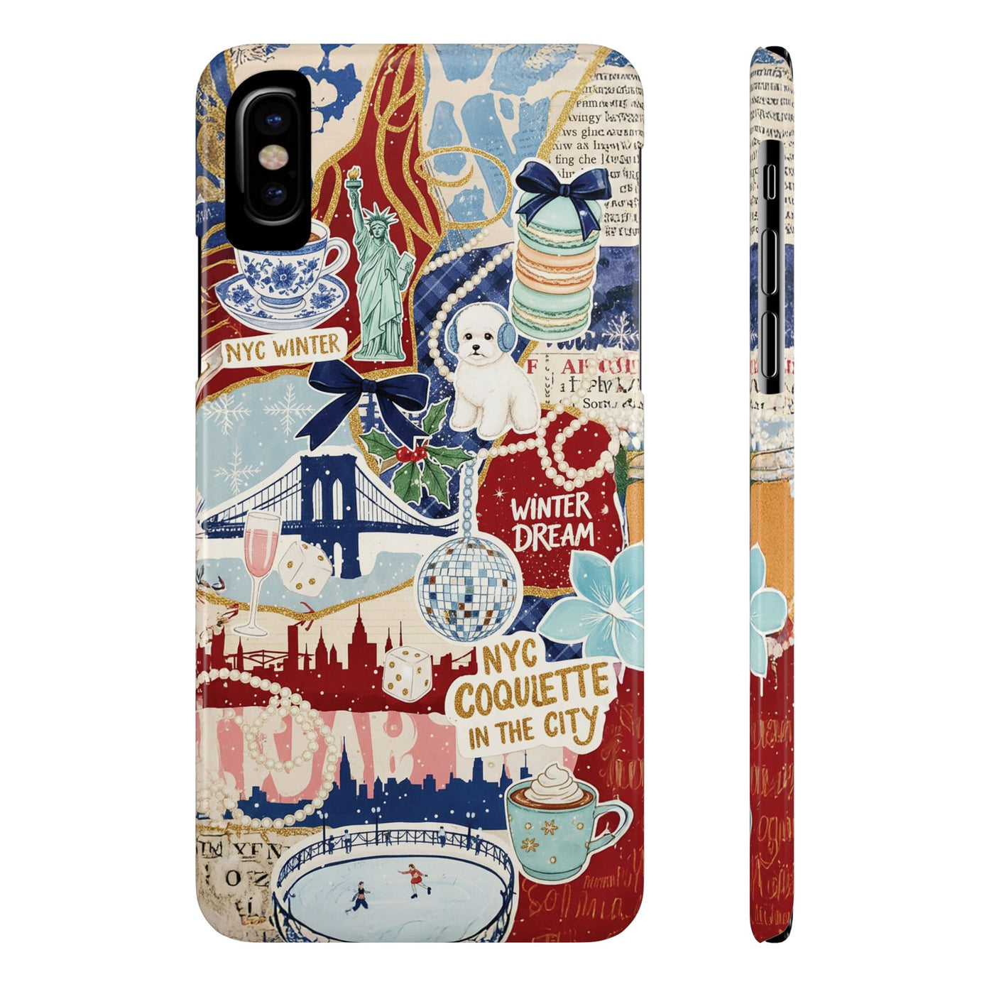 Slim New York Winter Coquette Collage Cute Phone Case for Iphone 16 - | iPhone 15 Pro Max Case | iPhone 14 Case Iphone 13 12 11 10 9 8 7 X - Studio40ParkLane