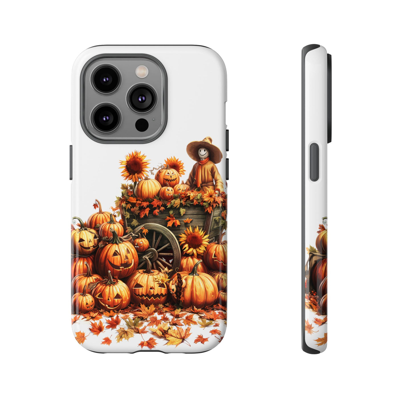 Impact Resistant, Fall Leaves Scarecrow, Cute Phone Cases for Samsung S24, S23, S22, S21, IPhone 15 pro Iphone 14 pro Iphone 13 IPhone 12 Iphone 11