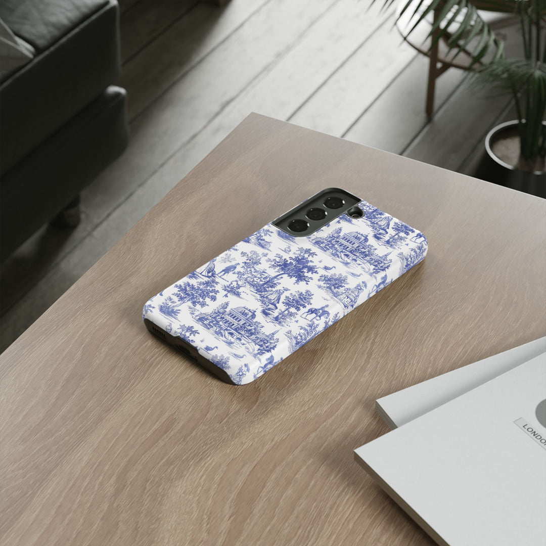 French Toile Blue Coquette Tough Phone Case - For iPhone 17 Pro Max iPhone 16 Pro Case iPhone Iphone 15 Case 14 13 12 11 Cute Phone Case - Studio40ParkLane