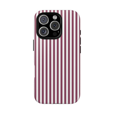 Tough Premium Old Claret Stripes Phone Case Gift for Her - For Apple iPhone 16 Pro Max 16e iPhone 15 Pro iPhone Iphone 14 Plus 13 Pro 12 SE XR - Studio40ParkLane