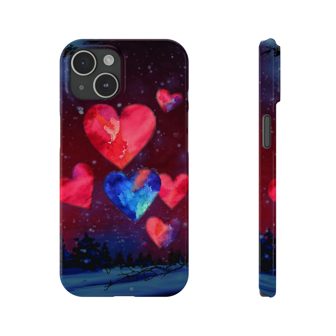 Slim Cute Phone Cases for Iphones - | iPhone 15 Case | iPhone 15 Pro Max Case, Iphone 14 Case, Iphone 14 Pro Max, Iphone 13, Night Sky Hearts Love - Studio40ParkLane