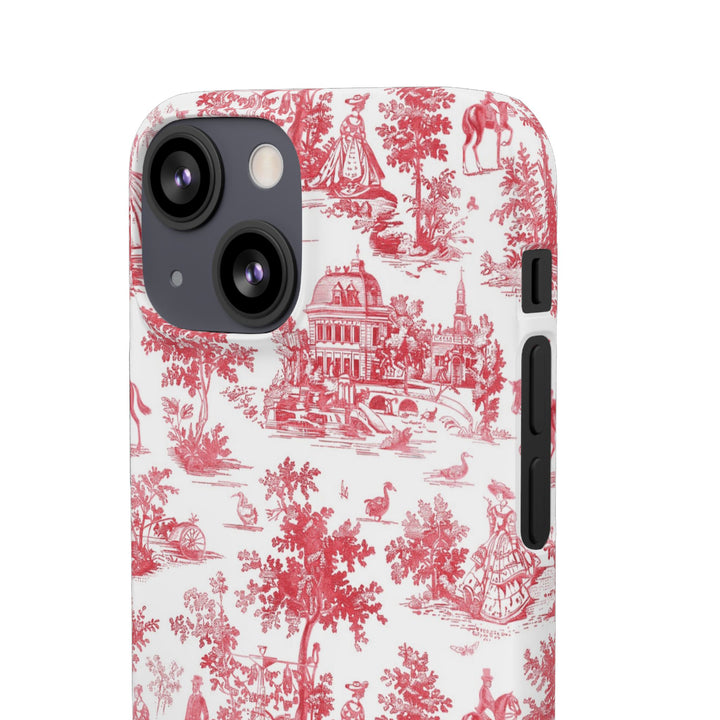 Snap French Toile Personalized Initial Custom Gift for Her Cute Phone Cases for Samsung S24, S23, S22, S21, S20, Plus and Ultra and Iphone, 16, 15, 14, 13, 12, 11. 10 - Studio40ParkLane
