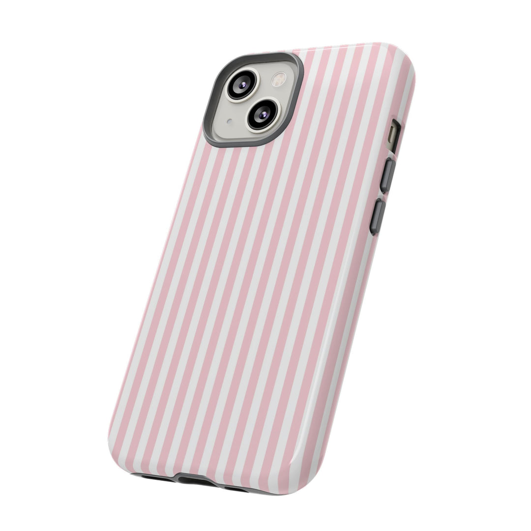 Tough Premium Sweet Pink Stripes Phone Case Gift for Her - For Apple iPhone 16 Pro Max 16e iPhone 15 Pro iPhone Iphone 14 Plus 13 Pro 12 SE XR - Studio40ParkLane