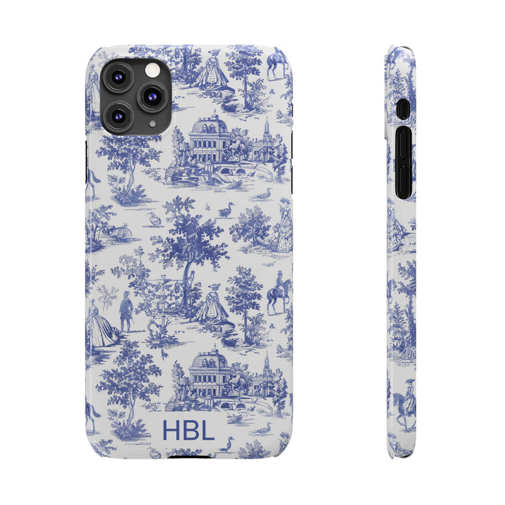 Slim Personalized Slim Blue Vintage French Toile Cute Phone Cases for Iphone 16 Pro Max | iPhone 15 Case | iPhone 15 Pro Max Case, Iphone 14, Iphone 14 Pro Max, Iphone 13 12 11 8 7 - Studio40ParkLane