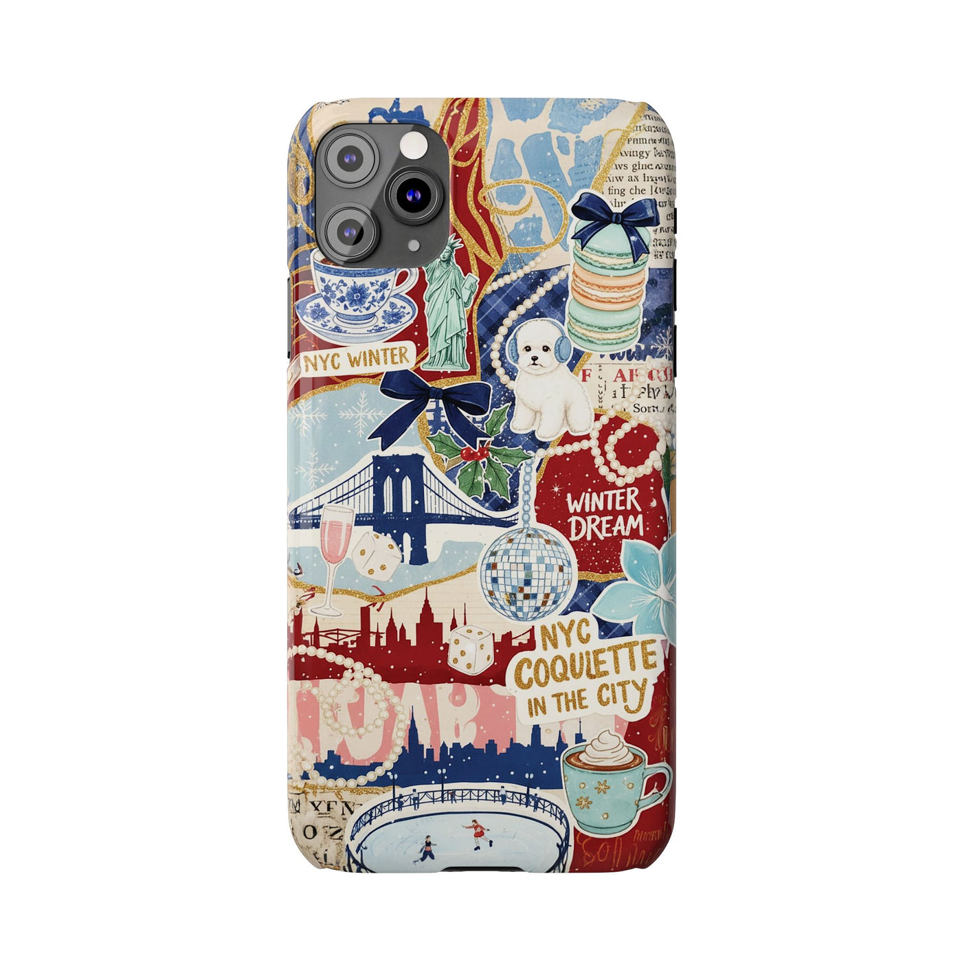 Slim New York Winter Coquette Collage Cute Phone Case for Iphone 16 - | iPhone 15 Pro Max Case | iPhone 14 Case Iphone 13 12 11 10 9 8 7 X - Studio40ParkLane