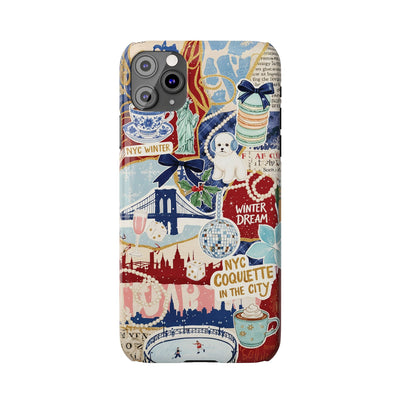 Slim New York Winter Coquette Collage Cute Phone Case for Iphone 16 - | iPhone 15 Pro Max Case | iPhone 14 Case Iphone 13 12 11 10 9 8 7 X - Studio40ParkLane