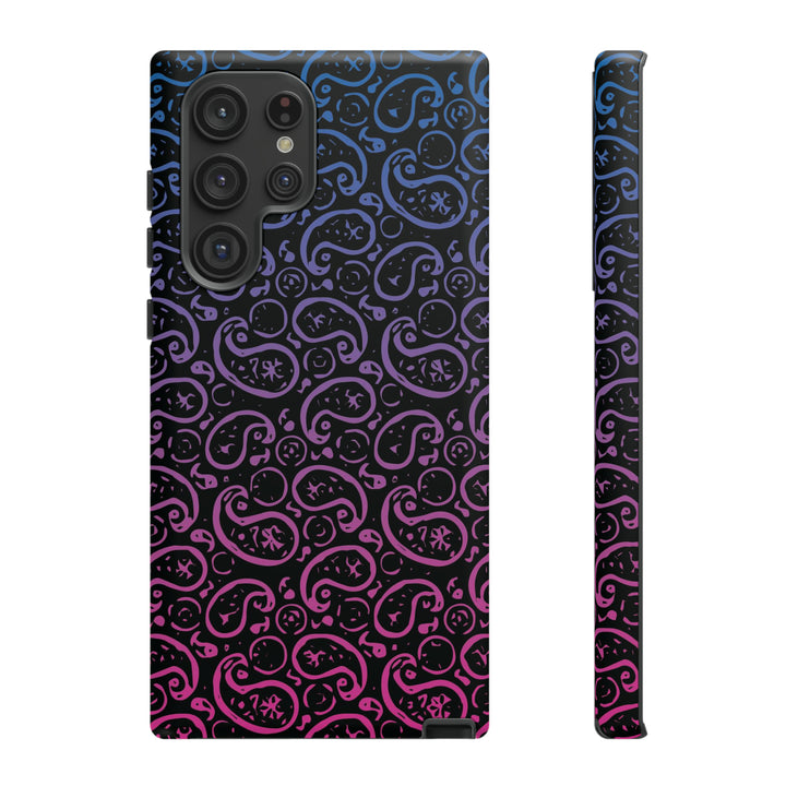 Cool Phone Case | Aesthetic Phone Case | Paisley Blue Pink Black | For Samsung Galaxy S23, S22, S21, S20 | Luxury Double Layer | Cute - Studio40ParkLane