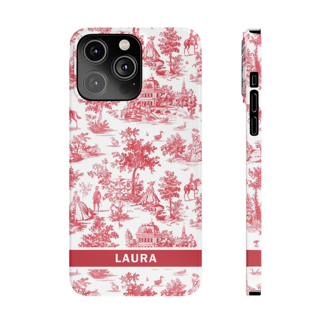 Slim French Toile Personalized Initial Custom Gift for Her Cute Phone Cases for Iphone 16 Pro Max | iPhone 15 Case | iPhone 15 Pro Max Case, Iphone 14, 13, 12, 11, 10, 8, 7 - Studio40ParkLane