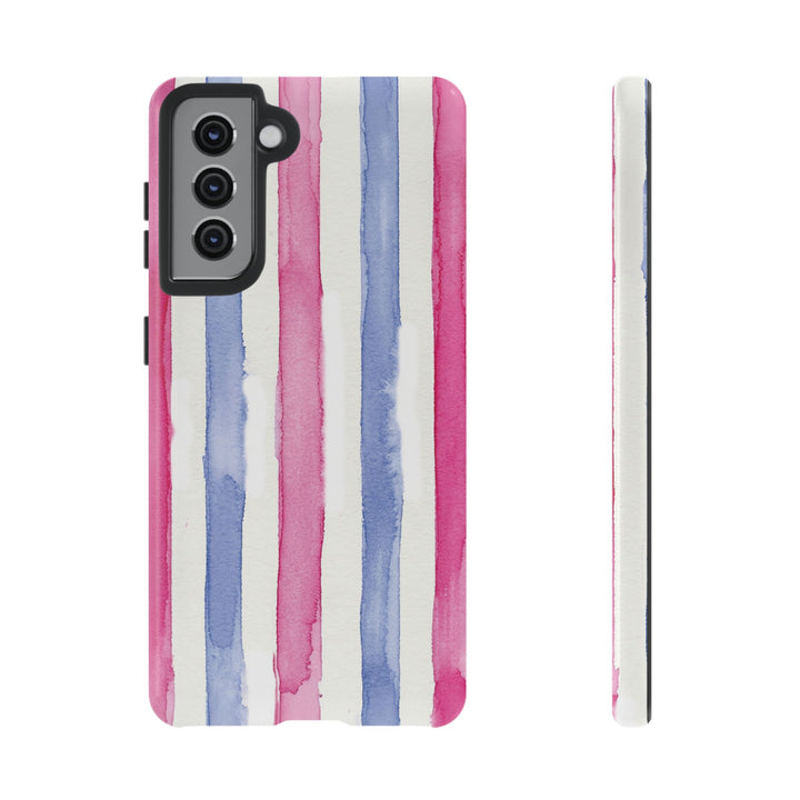 Tough Cute Pink Blue Stripes Phone Case, for IPhone 17 Pro Max | Iphone 17 Air, Iphone 16, IPhone 15, 14 13 12, Samsung Galaxy S26, S25, S24, S23 - Studio40ParkLane
