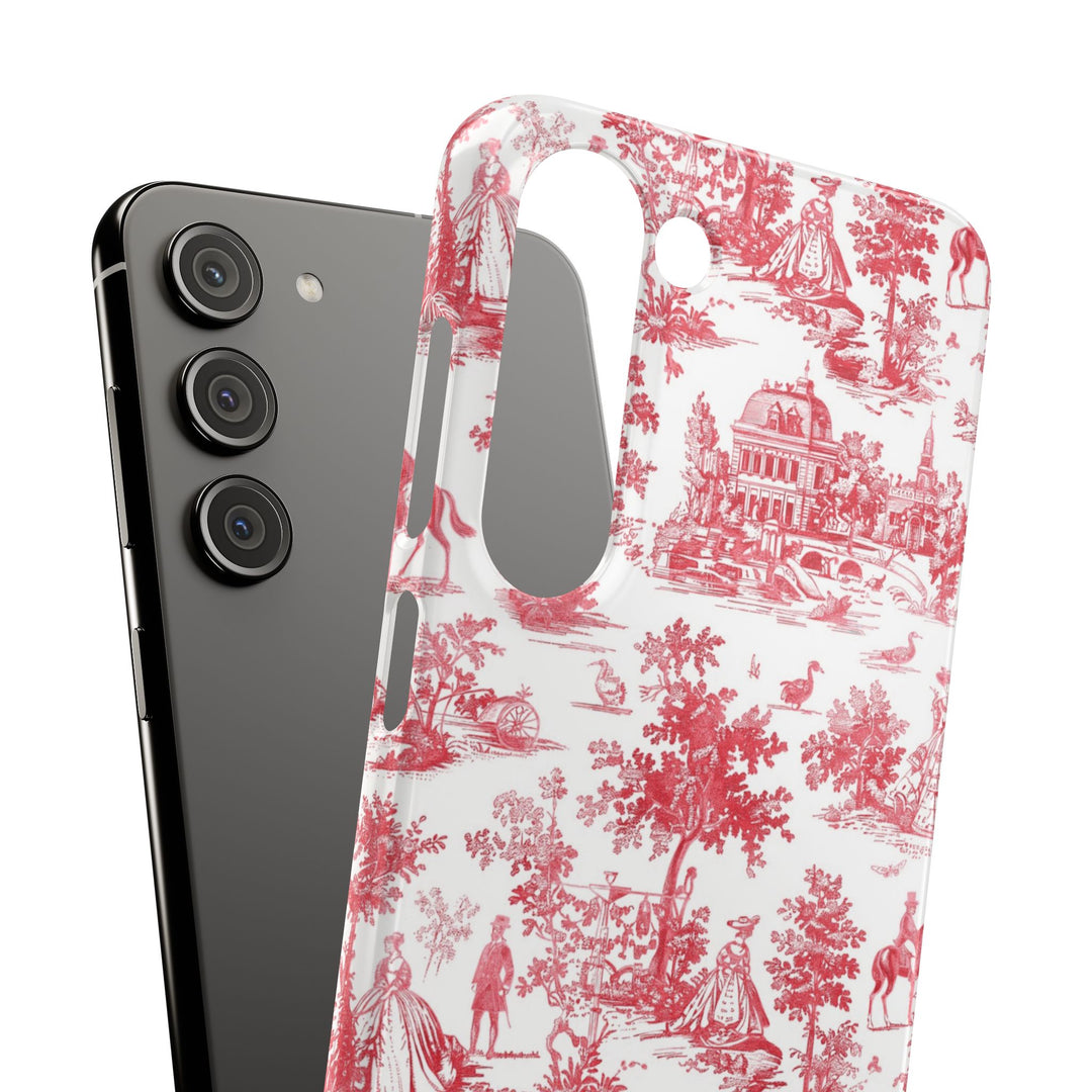 Snap French Toile Personalized Initial Custom Gift for Her Cute Phone Cases for Samsung S24, S23, S22, S21, S20, Plus and Ultra and Iphone, 16, 15, 14, 13, 12, 11. 10 - Studio40ParkLane