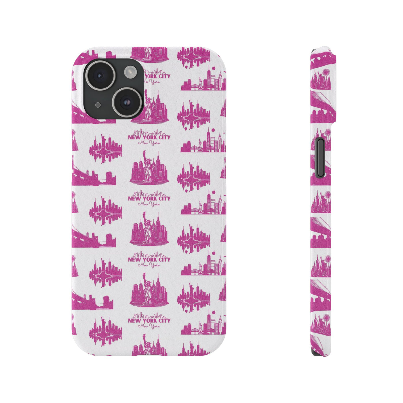 Slim New York Skyline Pink Collage Coquette Gift for Her Cute Phone Cases for Iphone 16 Pro Max | iPhone 15 Case | iPhone 15 Pro Max Case, Iphone 14, Iphone 14 Pro Max, Iphone 13 12 11 8 7