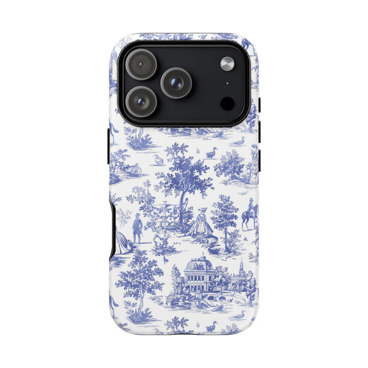 French Toile Blue Coquette Tough Phone Case - For iPhone 17 Pro Max iPhone 16 Pro Case iPhone Iphone 15 Case 14 13 12 11 Cute Phone Case - Studio40ParkLane