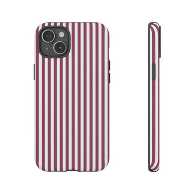 Tough Premium Old Claret Stripes Phone Case Gift for Her - For Apple iPhone 16 Pro Max 16e iPhone 15 Pro iPhone Iphone 14 Plus 13 Pro 12 SE XR - Studio40ParkLane
