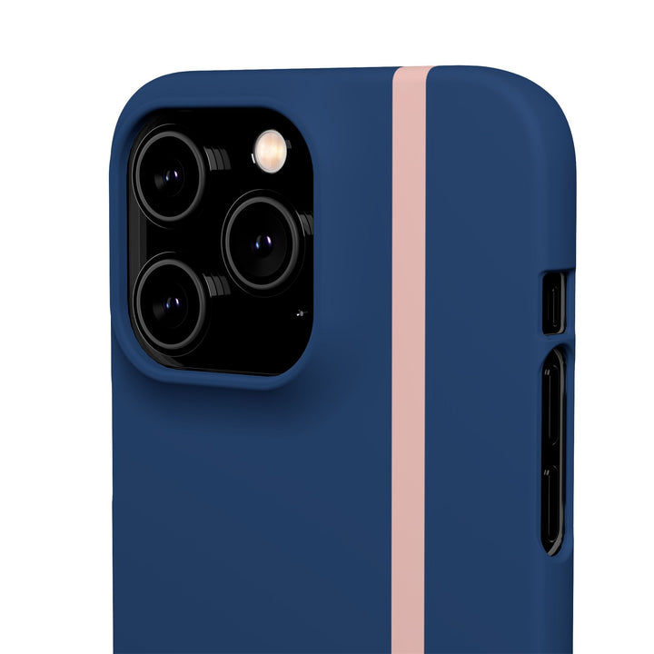 Sleek Navy Blue Pink Stripe Snap Phone Case for iPhone 18 17 16 15 14 13 Pro Max, Samsung Galaxy S26 S25 Ultra Lightweight Cute Phone Case - Studio40ParkLane
