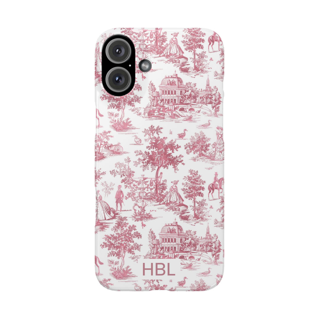 Slim Personalized Slim Pink Vintage French Toile Cute Phone Cases for Iphone 16 Pro Max | iPhone 15 Case | iPhone 15 Pro Max Case, Iphone 14, Iphone 14 Pro Max, Iphone 13 12 11 8 7 - Studio40ParkLane