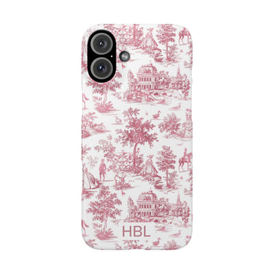 Slim Personalized Slim Pink Vintage French Toile Cute Phone Cases for Iphone 16 Pro Max | iPhone 15 Case | iPhone 15 Pro Max Case, Iphone 14, Iphone 14 Pro Max, Iphone 13 12 11 8 7