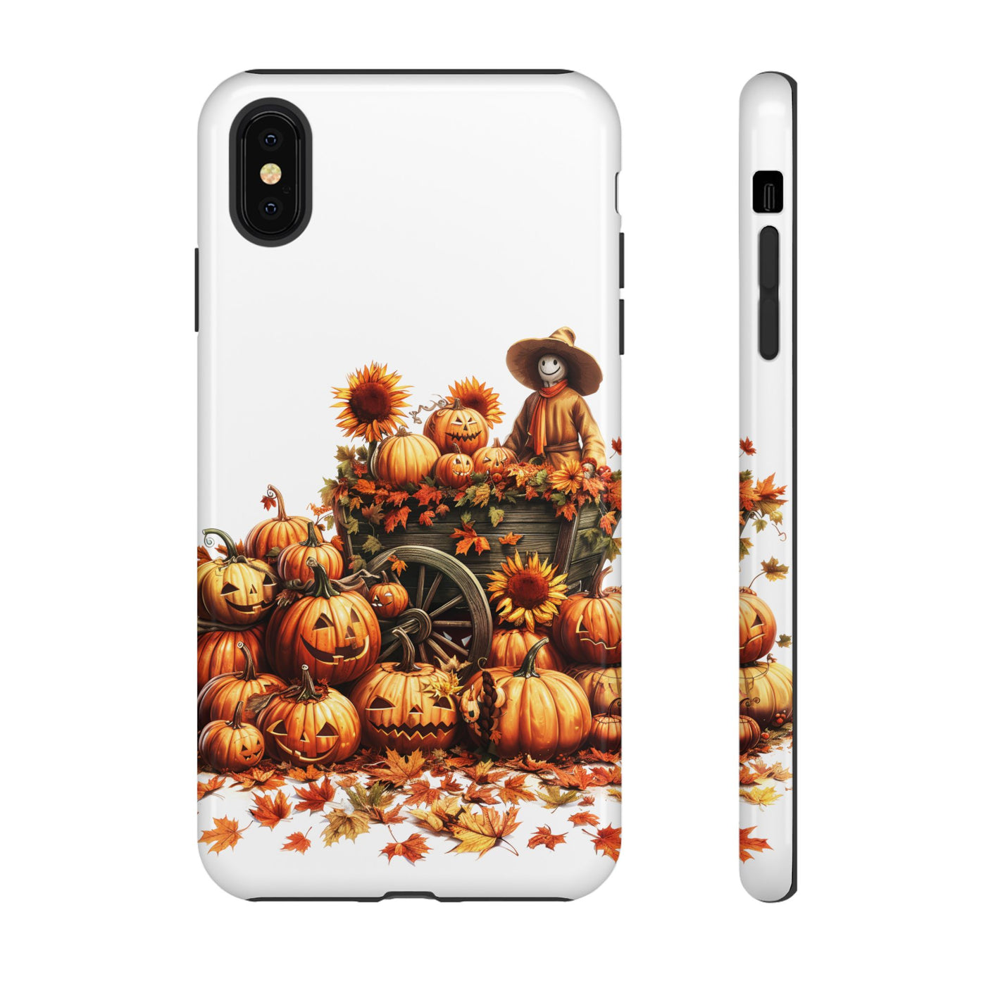 Impact Resistant, Fall Leaves Scarecrow, Cute Phone Cases for Samsung S24, S23, S22, S21, IPhone 15 pro Iphone 14 pro Iphone 13 IPhone 12 Iphone 11