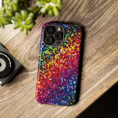 Faux Chic Play on Glitter Effect Cute Phone Case, for IPhone 16 pro Max | Iphone 15, Iphone 14, IPhone 13 Case, 11 8 7, Samsung Galaxy S24, S23, S22, S21, 2 Layer Protection