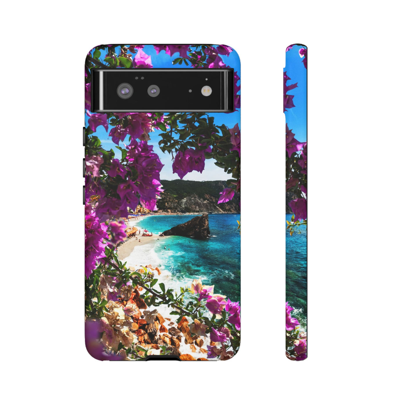 Impact Resistant, Bougainvillea Seaview, Cute Phone Cases for Samsung S24, S23, S22, S21, IPhone 15 pro Iphone 14 pro Iphone 13 IPhone 12 Iphone 11