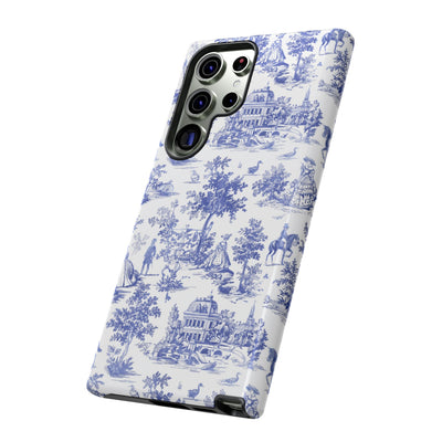 Premium Tough Blue French Toile Gift for Her Cute Phone Cases for Samsung and Iphone, 16, 15, 14, S24, S23, S22, S21, S20, Plus, Ultra, Pro