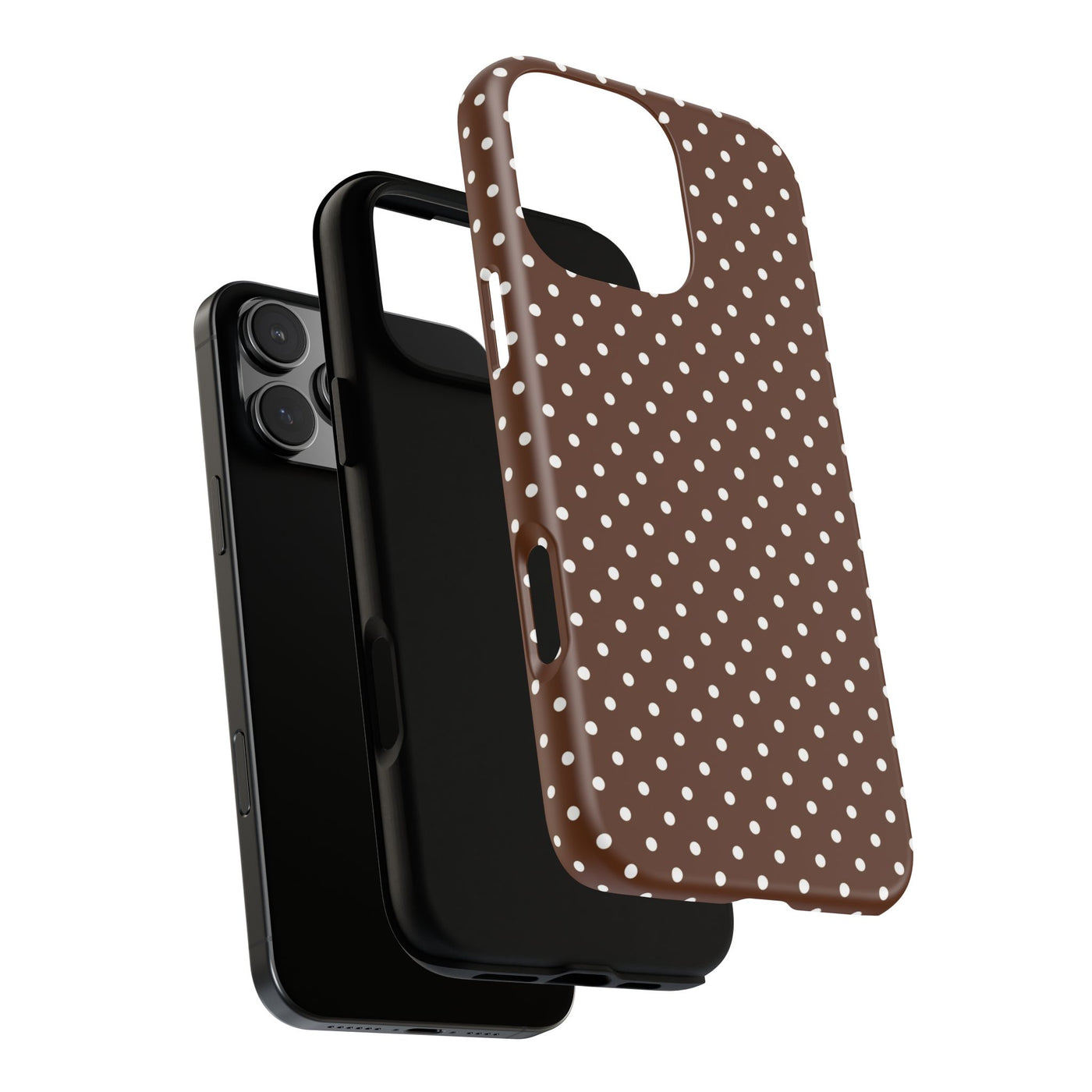 Aesthetic Tough Mocha Brown Polka Dots Premium Phone Case - For iPhone 17 Pro Max iPhone 16 Pro iPhone 15 Iphone 14 Plus 13 Pro 12 11 10 - Studio40ParkLane