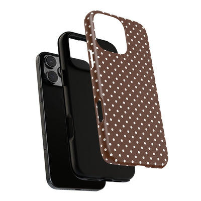 Aesthetic Tough Mocha Brown Polka Dots Premium Phone Case - For iPhone 17 Pro Max iPhone 16 Pro iPhone 15 Iphone 14 Plus 13 Pro 12 11 10 - Studio40ParkLane