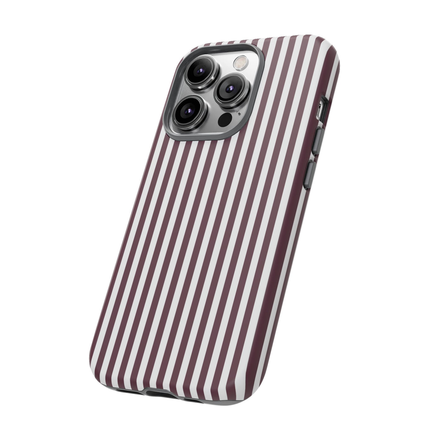 Tough Premium Burgundy Stripes Phone Case Gift for Her - For Apple iPhone 16 Pro Max 16e iPhone 15 Pro iPhone Iphone 14 Plus 13 Pro 12 SE XR - Studio40ParkLane