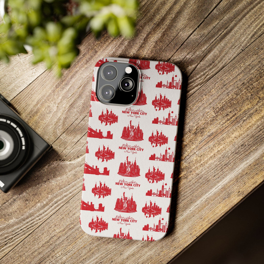 Slim New York Skyline Red Collage Coquette Gift for Her Cute Phone Cases for Iphone 16 Pro Max | iPhone 15 Case | iPhone 15 Pro Max Case, Iphone 14, Iphone 14 Pro Max, Iphone 13 12 11 8 7 - Studio40ParkLane