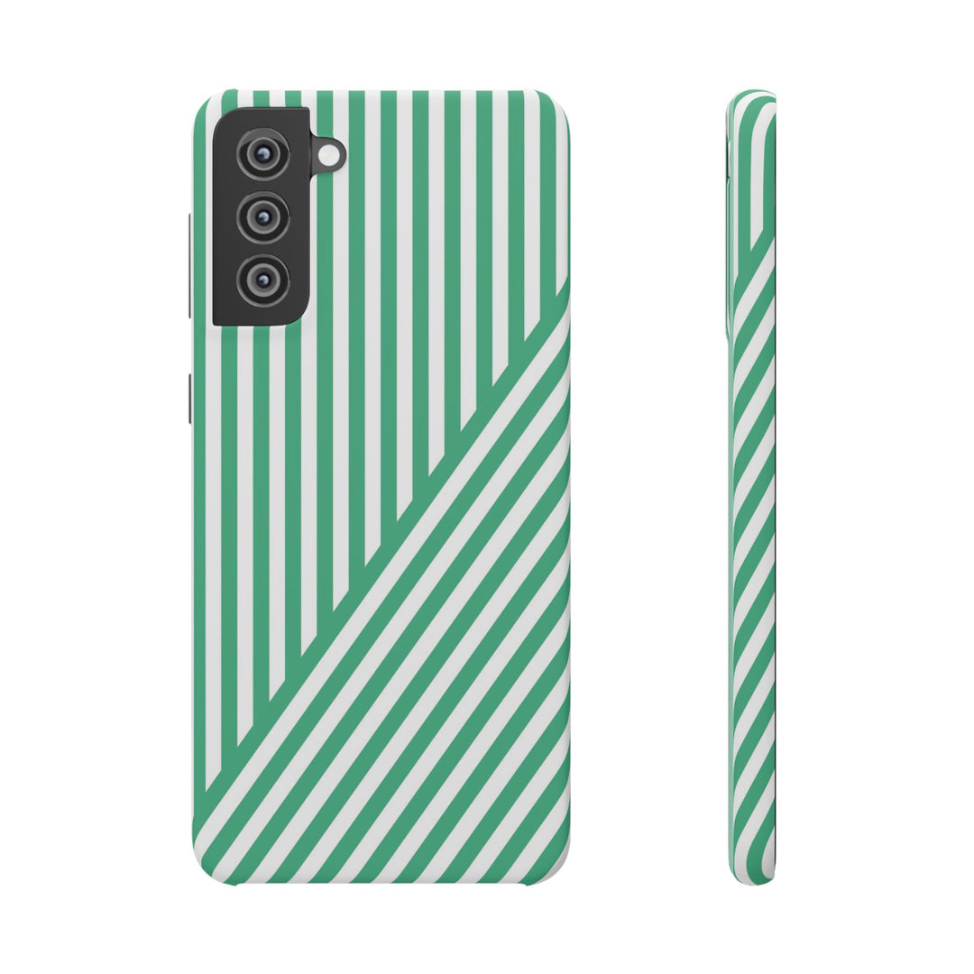 Aesthetic Emerald Stripes Cute Phone Case Sleek Snap - For iPhone 17 Pro Max iPhone 16 Pro iPhone 15 Iphone 14 Plus 13 Pro 12 11 10 Gift