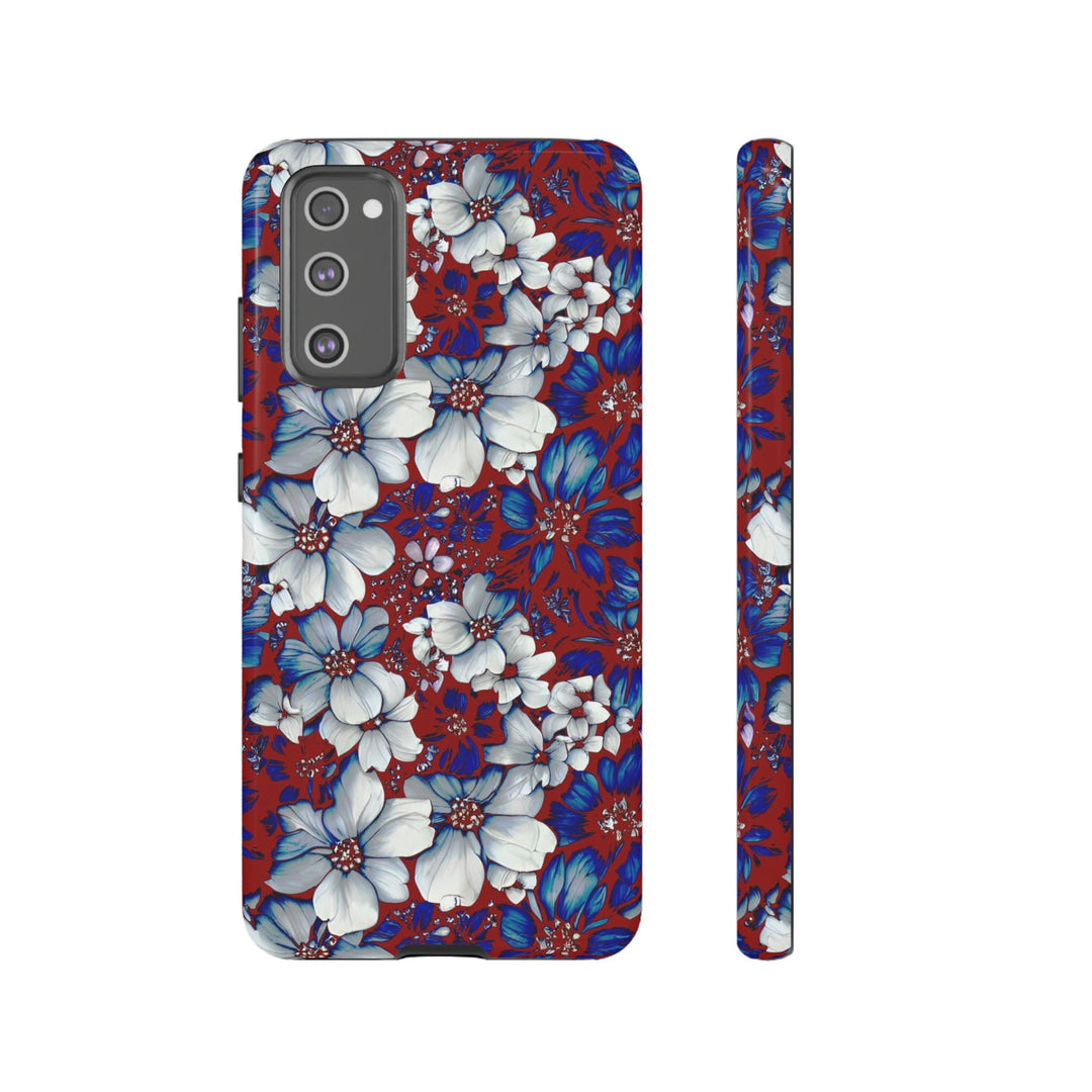 Cute Samsung Phone Case | Aesthetic Samsung Phone Case | Galaxy S23, S22, S21, S20 | Red Blue Flowers, Protective Phone Case - Studio40ParkLane