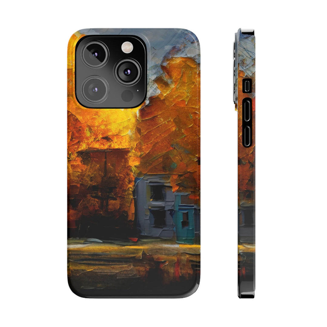 Slim Cute Phone Cases for Iphone - | iPhone 15 Case | iPhone 15 Pro Max Case, Iphone 14 Case, Iphone 14 Pro Max, Iphone 13, Fall Leaves Oil Paint Effect - Studio40ParkLane
