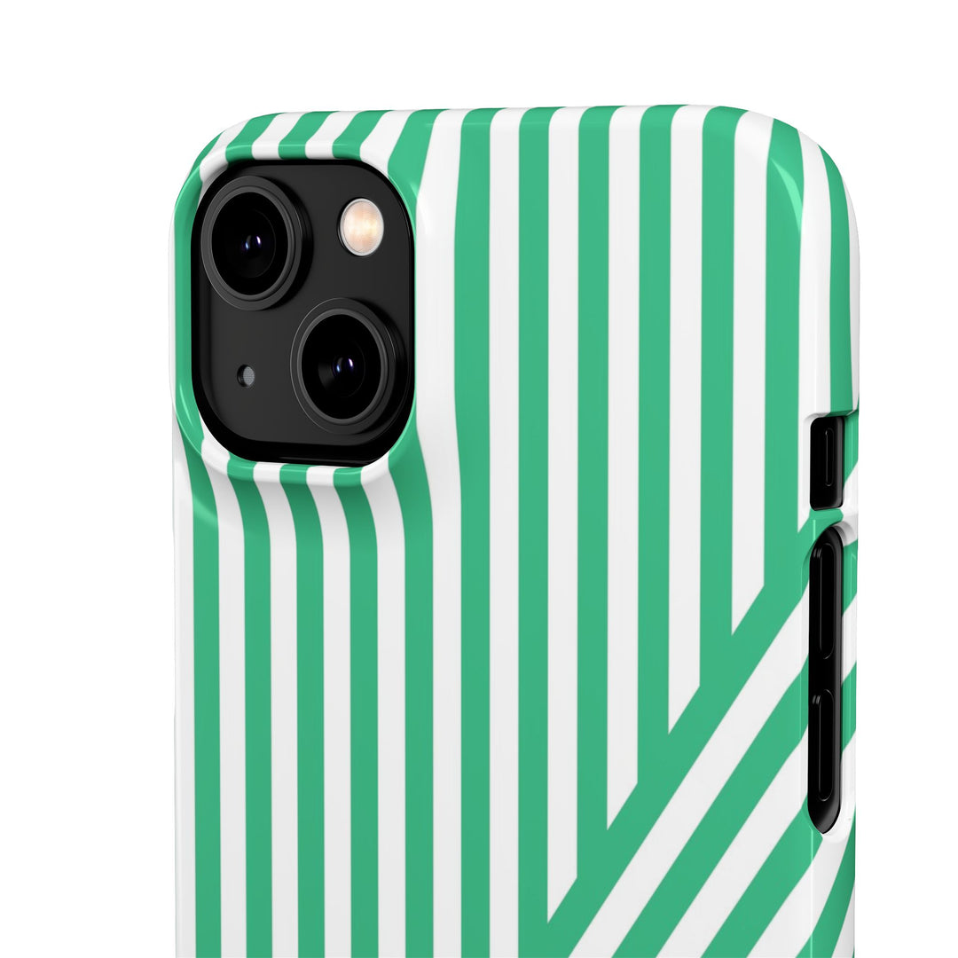 Aesthetic Emerald Stripes Cute Phone Case Sleek Snap - For iPhone 17 Pro Max iPhone 16 Pro iPhone 15 Iphone 14 Plus 13 Pro 12 11 10 Gift