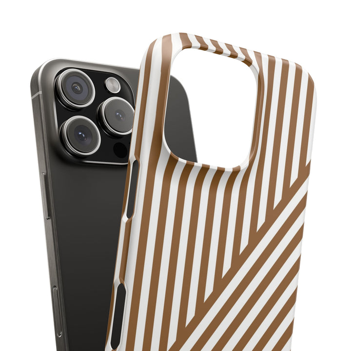 Aesthetic Mocha Brown Stripes Cute Phone Case Sleek Snap - For iPhone 17 Pro Max iPhone 16 Pro iPhone 15 Iphone 14 Plus 13 Pro 12 11 10 Gift - Studio40ParkLane