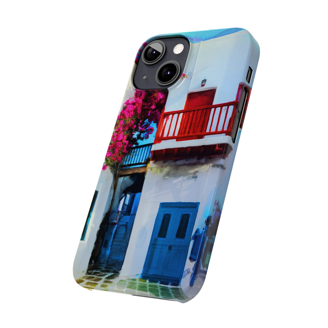 Slim Cute Phone Cases for Iphone | iPhone 15 Case | iPhone 15 Pro Max Case, Iphone 14, Iphone 14 Pro Max, Iphone 13, Colorful Greek Alley Watercolor - Studio40ParkLane