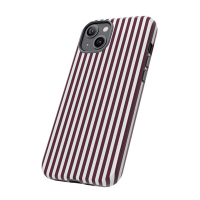 Tough Premium Burgundy Stripes Phone Case Gift for Her - For Apple iPhone 16 Pro Max 16e iPhone 15 Pro iPhone Iphone 14 Plus 13 Pro 12 SE XR - Studio40ParkLane