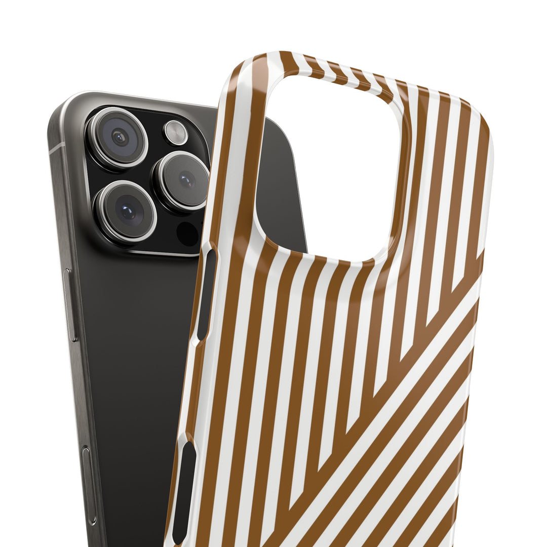 Aesthetic Mocha Brown Stripes Cute Phone Case Sleek Snap - For iPhone 17 Pro Max iPhone 16 Pro iPhone 15 Iphone 14 Plus 13 Pro 12 11 10 Gift - Studio40ParkLane