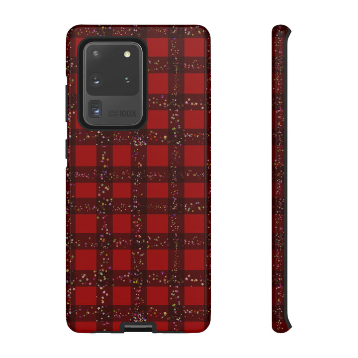 Samsung Phone Cases, Designer Samsung Galaxy S23 Phone Case, Samsung S22 Case, Samsung S21 Case, Samsung S20 Case, Red Festive Plaid - Studio40ParkLane