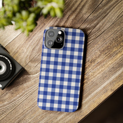 Slim Blue Gingham Gift for Her Cute Phone Cases for Iphone 16 Pro Max | iPhone 15 Case | iPhone 15 Pro Max Case, Iphone 14, 13, 12, 11, 10, 8, 7