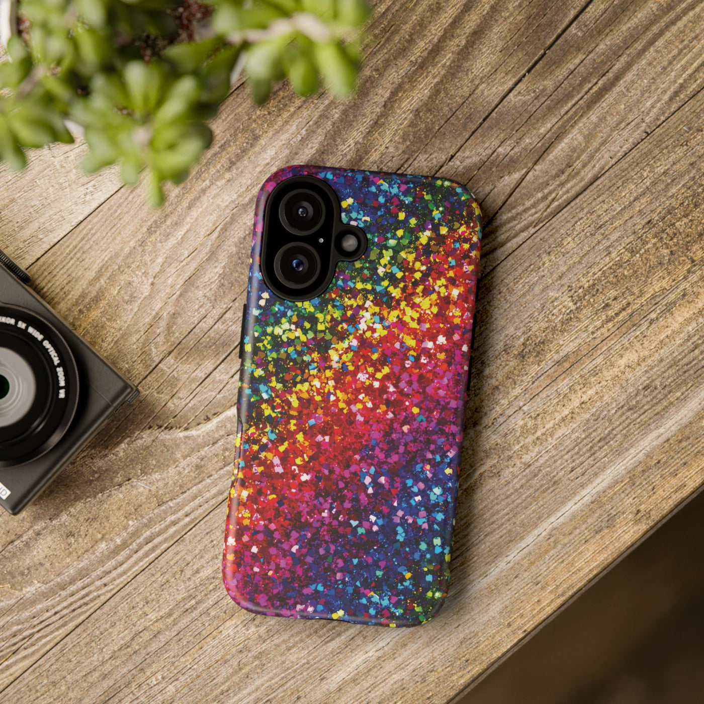 Faux Chic Play on Glitter Effect Cute Phone Case, for IPhone 16 pro Max | Iphone 15, Iphone 14, IPhone 13 Case, 11 8 7, Samsung Galaxy S24, S23, S22, S21, 2 Layer Protection