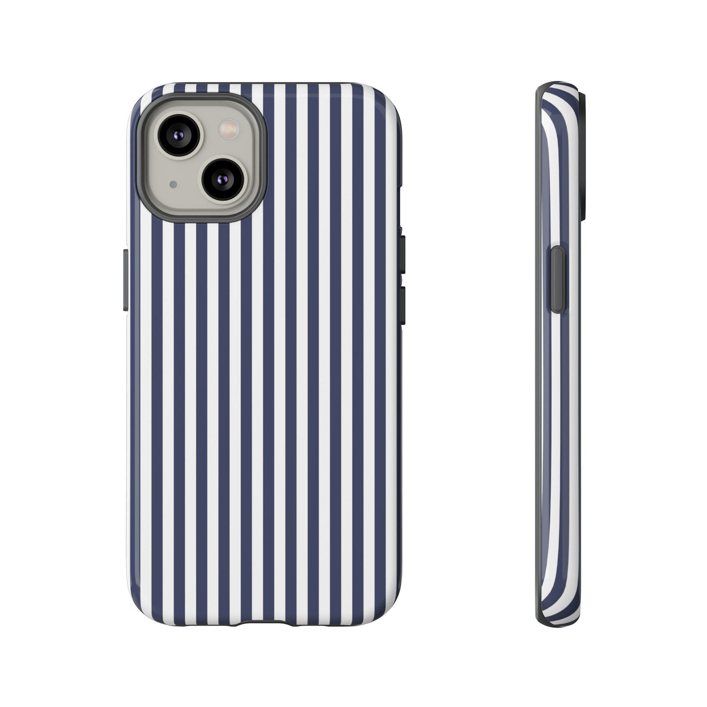 Tough Premium Navy Blue Stripes Phone Case Gift for Her - For Apple iPhone 16 Pro Max 16e iPhone 15 Pro iPhone Iphone 14 Plus 13 Pro 12 SE XR - Studio40ParkLane