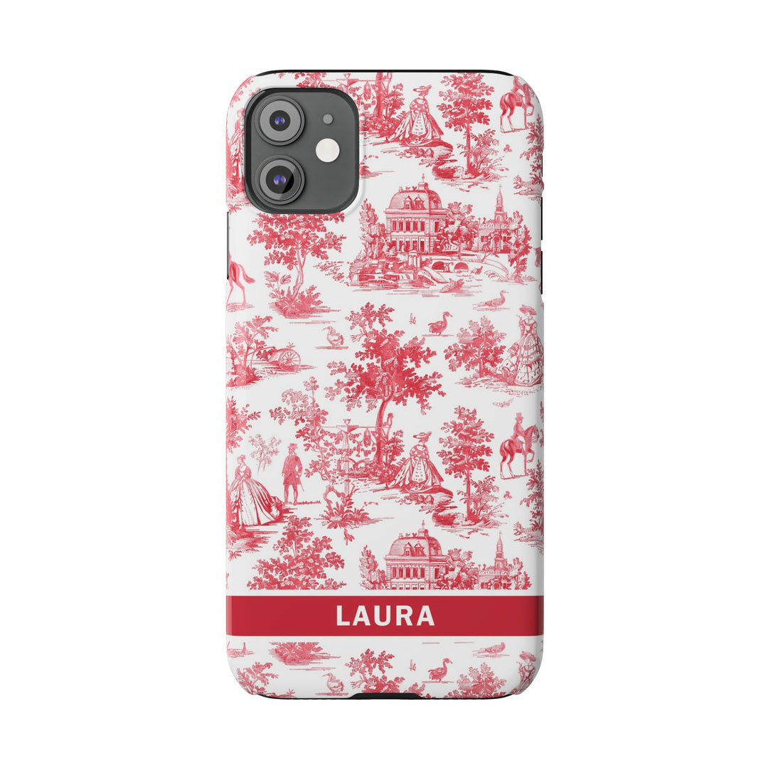 Slim French Toile Personalized Initial Custom Gift for Her Cute Phone Cases for Iphone 16 Pro Max | iPhone 15 Case | iPhone 15 Pro Max Case, Iphone 14, 13, 12, 11, 10, 8, 7 - Studio40ParkLane