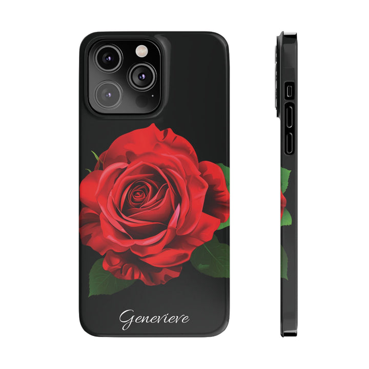Slim Custom Personalized Red Rose Flowers Gift for Her Cute Phone Cases for Iphone 16 Pro Max | iPhone 15 Case | iPhone 15 Pro Max Case, Iphone 14, Iphone 14 Pro Max, Iphone 13 12 11 8 7 - Studio40ParkLane