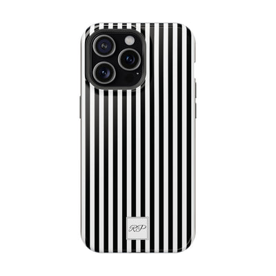 Custom Personalized Black White Striped Magsafe Phone Case for Iphone 17 - | iPhone 16 Pro Max Case | iPhone 15 Case Iphone 14 13 12 11 10 - Studio40ParkLane