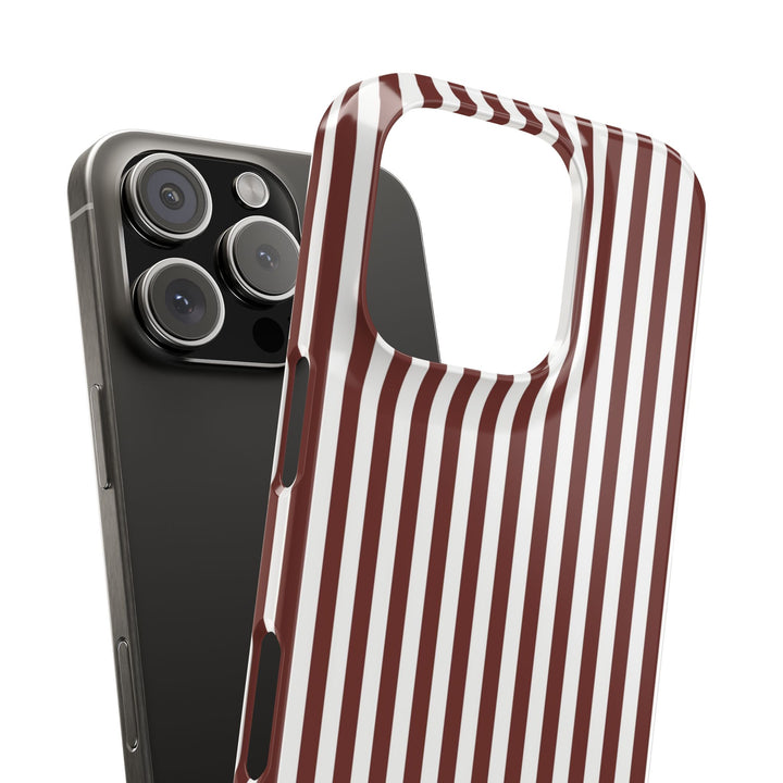 Slim Chocolate Brown Striped Cute Phone Case for Iphone 16 - | iPhone 15 Pro Max Case | iPhone 14 Case Iphone 13 12 11 10 9 8 7 Gift for Her - Studio40ParkLane