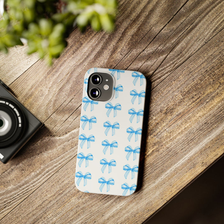 Slim Blue Bows Cute Phone Cases for Iphone 16 Pro Max | iPhone 15 Case | iPhone 15 Pro Max Case, Iphone 14, Iphone 14 Pro Max, Iphone 13 12 11 8 7 - Studio40ParkLane