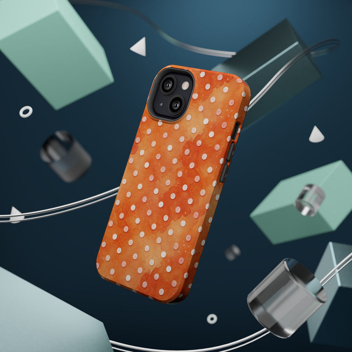 Aesthetic Tough Magsafe Orange Polka Dots Phone Case - For iPhone 17 Pro Max iPhone 16 Pro iPhone 15 Iphone 14 Plus 13 Pro 12 11 10 XR - Studio40ParkLane