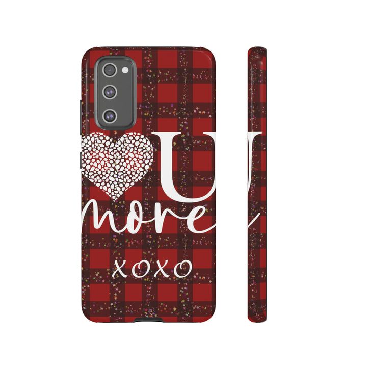 Cute Samsung Phone Cases, Designer Samsung Galaxy S23 Phone Case, Samsung S22 Case, Samsung S21 Case, Samsung S20 Case, Red Plaid Love You - Studio40ParkLane