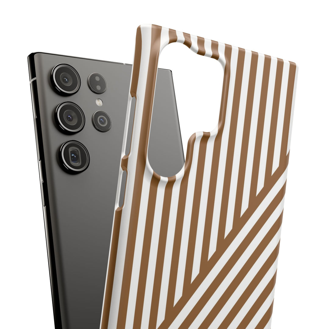 Aesthetic Mocha Brown Stripes Cute Phone Case Sleek Snap - For iPhone 17 Pro Max iPhone 16 Pro iPhone 15 Iphone 14 Plus 13 Pro 12 11 10 Gift - Studio40ParkLane