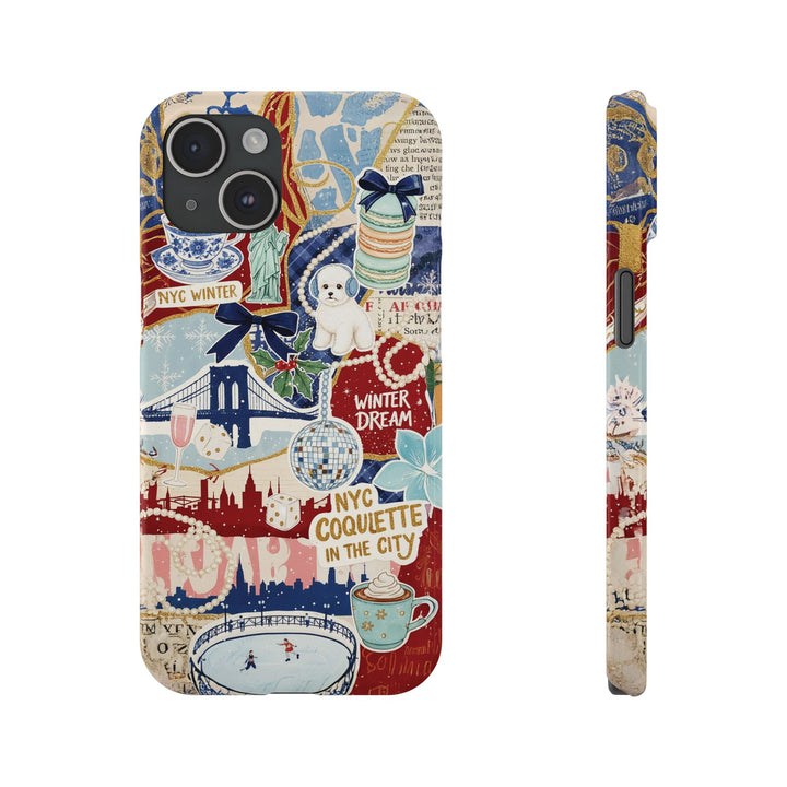 Slim New York Winter Coquette Collage Cute Phone Case for Iphone 16 - | iPhone 15 Pro Max Case | iPhone 14 Case Iphone 13 12 11 10 9 8 7 X - Studio40ParkLane